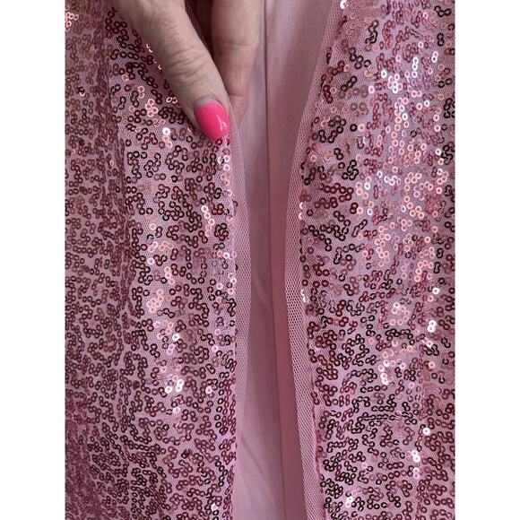 KANCY KOLE Pink All Over Sequin Open Front Cardigan Jacket Blazer Sz L - Picture 3 of 11